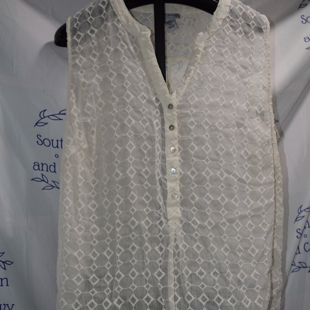 Catherines Sheer Cream Tank, Long Tunic, Size 3X
